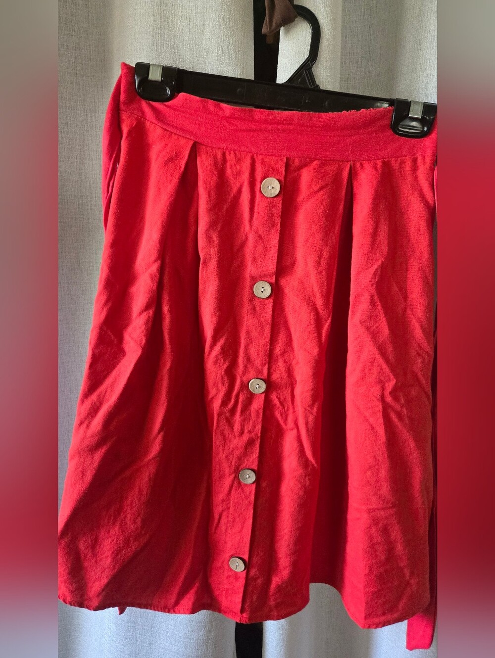 See You Monday Red Button-Front A-Line Skirt
